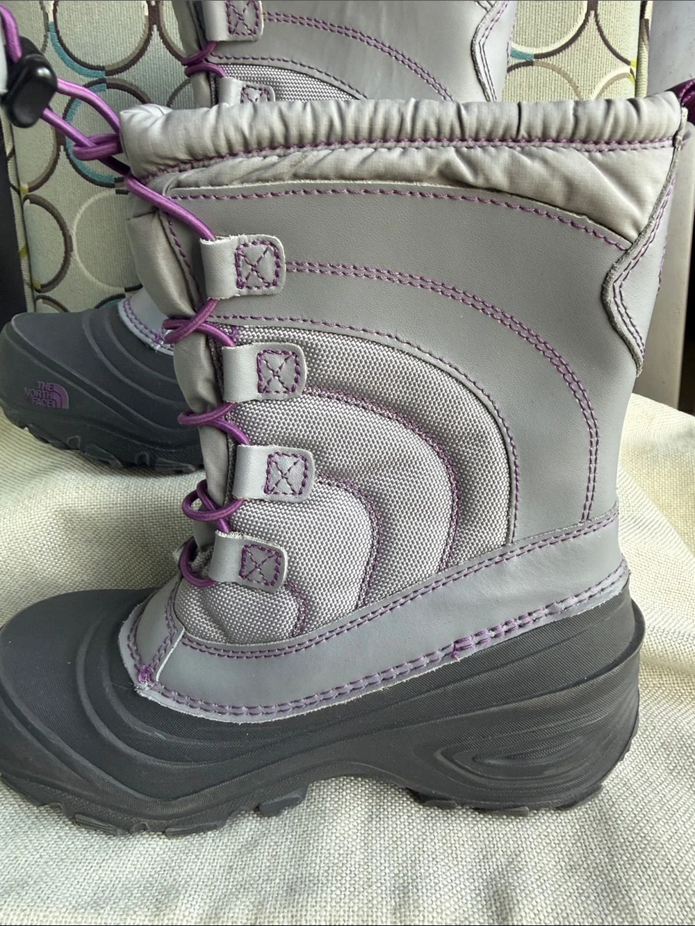 The North Face Gray and Purple Kids Snow Boots Size 4 Girls